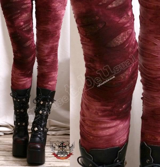 Punk Decay Distressed Broken Hole Burnout Bloody Tie Dye Mummy Legging S.M.L.XL.XXL