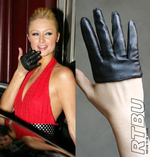 Genuine Leather Fashion Runway Party Club Four 4 Finger Glove Half Lambskin Punk