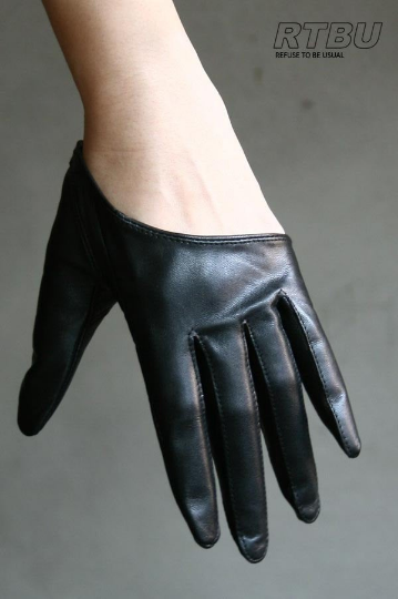 Genuine Lambskin Leather Fashion Runway Model Cut Away Punk Rocker Biker Gloves