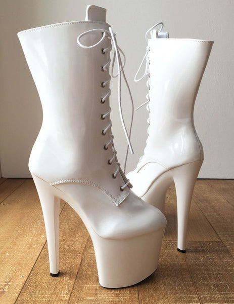 RTBU DENZEL 20cm Platform Calf Boot Fetish BDSM White Patent Custom Order