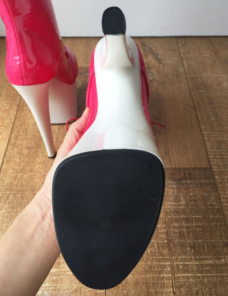 RTBU DENZEL 20cm White Platform Calf Boot Fetish BDSM Hot Pink Upper Kawaii