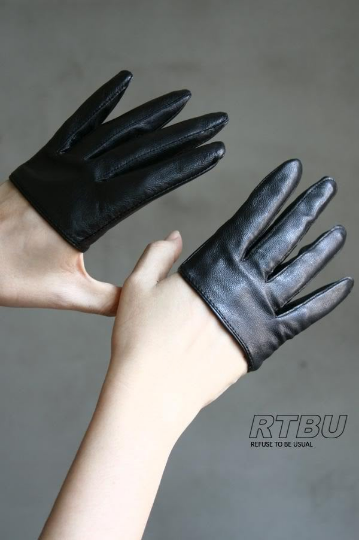 Genuine Leather Fashion Runway Party Club Four 4 Finger Glove Half Lambskin Punk