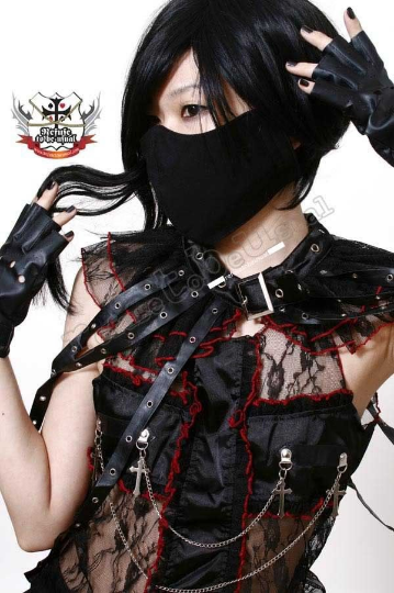Gothic Punk Rock Visual Kei Unisex Silent ghost Criminal Black 3D Cotton Face Mask Guard Kakashi-Sensei
