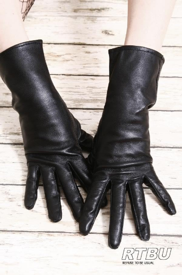 28cm Mid-forearm Genuine Leather Runway Fashion Formal Party Cosplay Lady Gloves