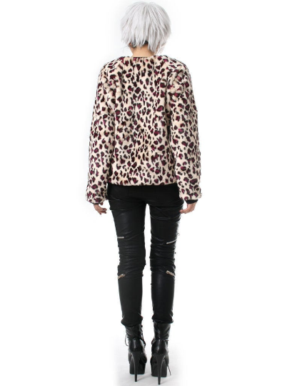 RTBU Glam Punk Rock Slouchy Boyfriend Leopard Faux Fur Furry Jumper Sweatshirt