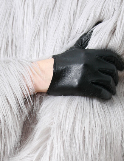 Genuine Sheepskin Leather Fashion Runway Celebrity Model Scoop Wrist Gloves