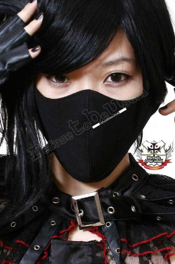 Gothic Punk Rock Visual Kei Unisex Silent ghost Criminal Black 3D Cotton Face Mask Guard Kakashi-Sensei