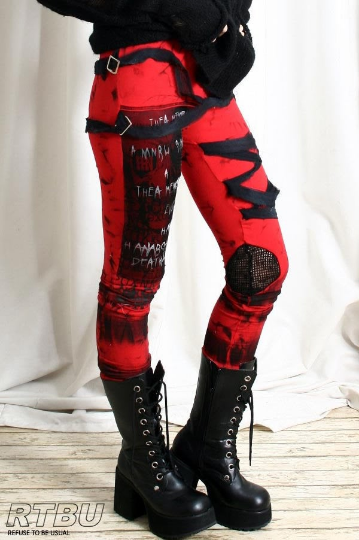 Ultra Long Goth Punk Rocker Grunge Mummy Bandage Raggedy Tie Dye Leggings/Pants