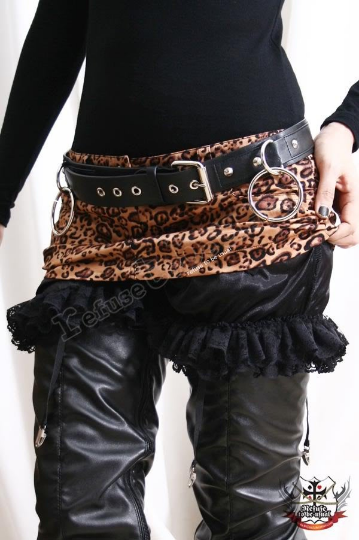 Punk Rock Leopard Mini Hipster Skirt w/ Suspender Garter Belt Bloomer Undershorts