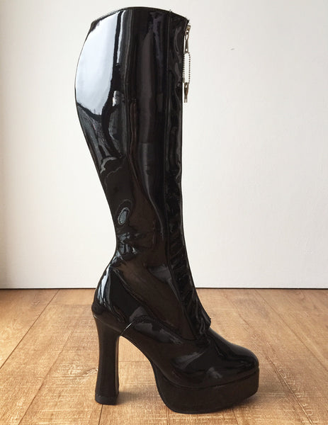 RTBU ADNAN Secret Locking Zip 12cm Spool Hidden Shoe Lace Knee Boots BDSM Fetish