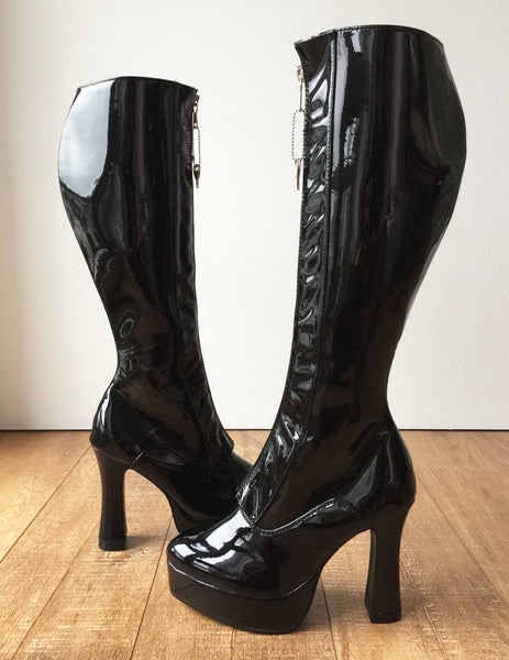 RTBU ADNAN Secret Locking Zip 12cm Spool Hidden Shoe Lace Knee Boots BDSM Fetish