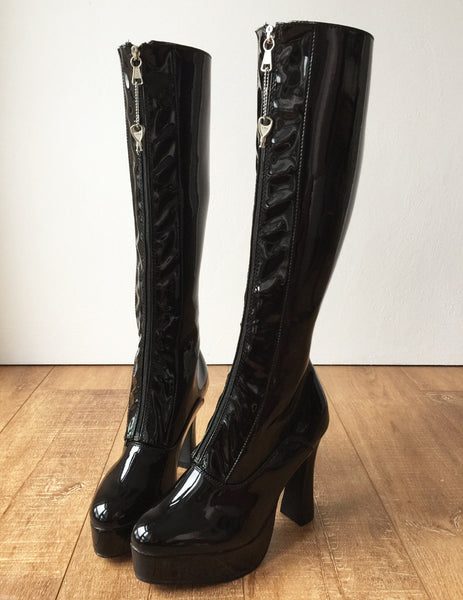 RTBU ADNAN Secret Locking Zip 12cm Spool Hidden Shoe Lace Knee Boots BDSM Fetish
