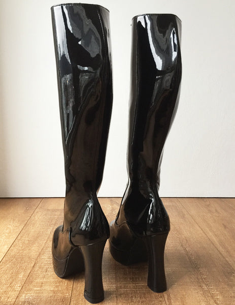 RTBU ADNAN Secret Locking Zip 12cm Spool Hidden Shoe Lace Knee Boots BDSM Fetish
