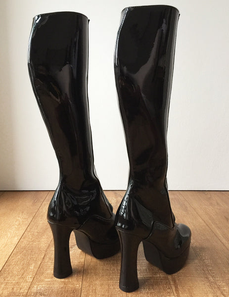 RTBU ADNAN Secret Locking Zip 12cm Spool Hidden Shoe Lace Knee Boots BDSM Fetish