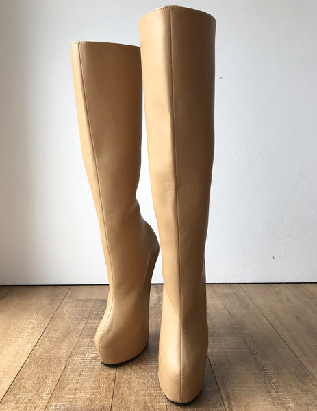 RTBU ALPHA Heavy Hoof Sole Heelless Lockable/Locking Knee Hi Camel Matte Open Zip