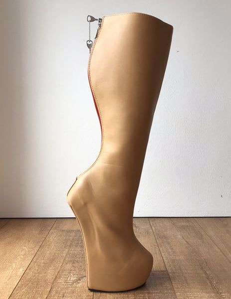 RTBU ALPHA Heavy Hoof Sole Heelless Lockable/Locking Knee Hi Camel Matte Open Zip