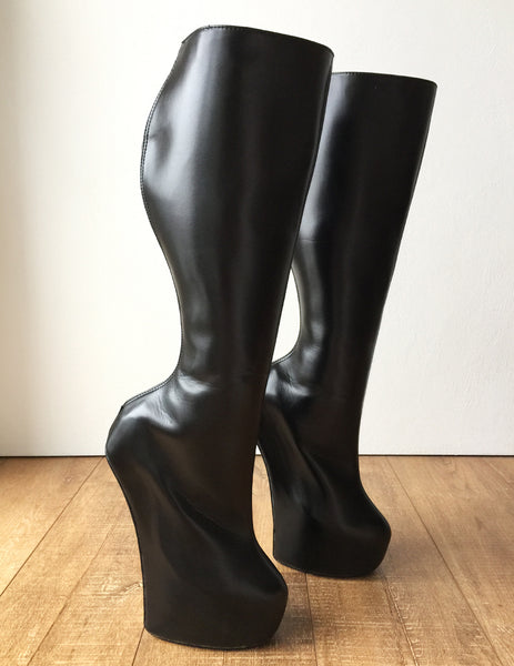RTBU ANTON Heavy Hoof Heelless Knee Pony Stallion Golden Metal Zip Black Matte
