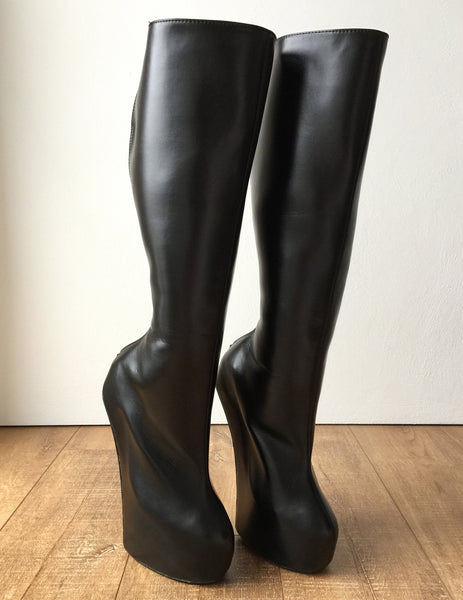 RTBU ANTON Heavy Hoof Heelless Knee Pony Stallion Golden Metal Zip Black Matte