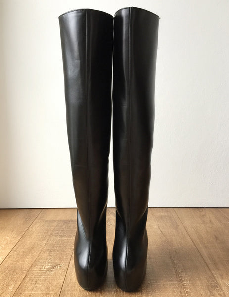 RTBU ANTON Heavy Hoof Heelless Knee Pony Stallion Golden Metal Zip Black Matte