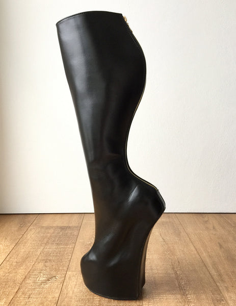 RTBU ANTON Heavy Hoof Heelless Knee Pony Stallion Golden Metal Zip Black Matte