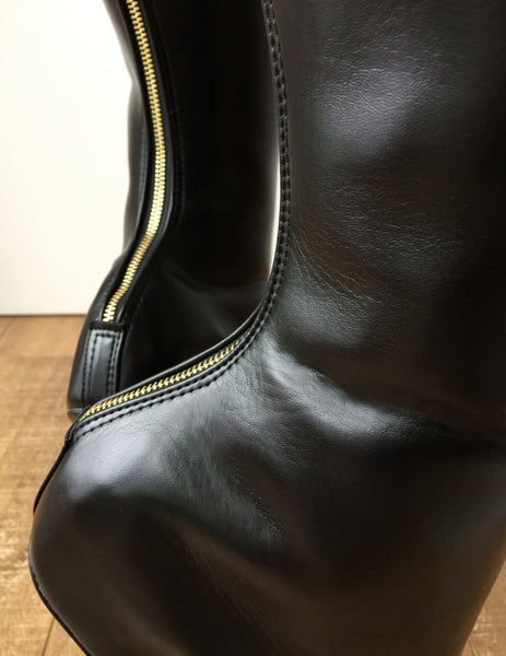 RTBU ANTON Heavy Hoof Heelless Knee Pony Stallion Golden Metal Zip Black Matte