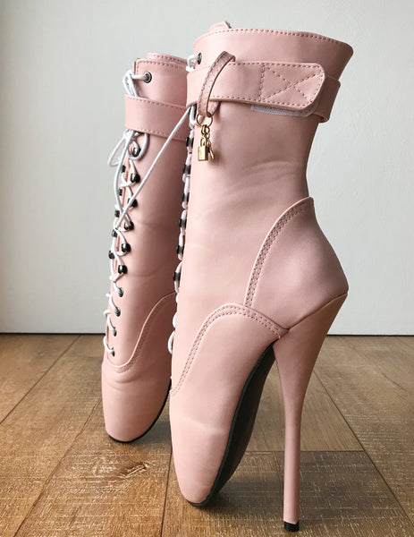 RTBU BALLET Calf Hi Fetish Boot Burlesque Dominatrix Piggy Pink Matte