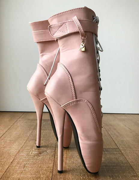 RTBU BALLET Calf Hi Fetish Boot Burlesque Dominatrix Piggy Pink Matte