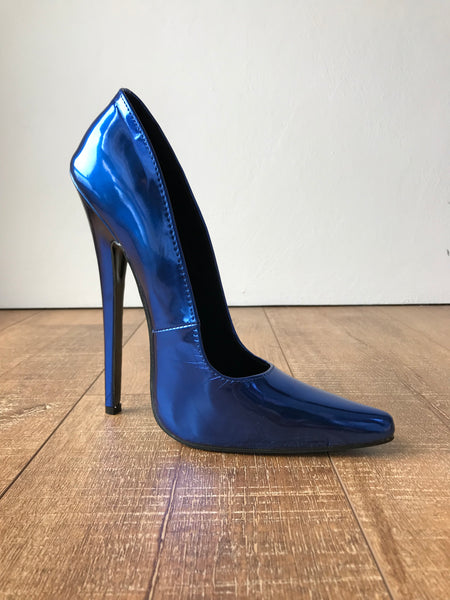 RTBU BETTY Sharp toe Mary Janes Fetish 18cm Stiletto Blue Metallic