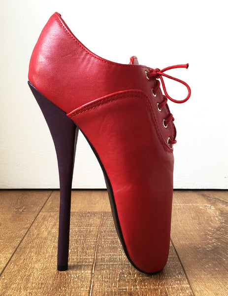 CHAPLIN A Ballet Stiletto Fetish BDSM Oxford Pointe 2 Tone Contrast Red Purple