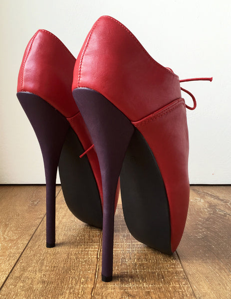 CHAPLIN A Ballet Stiletto Fetish BDSM Oxford Pointe 2 Tone Contrast Red Purple