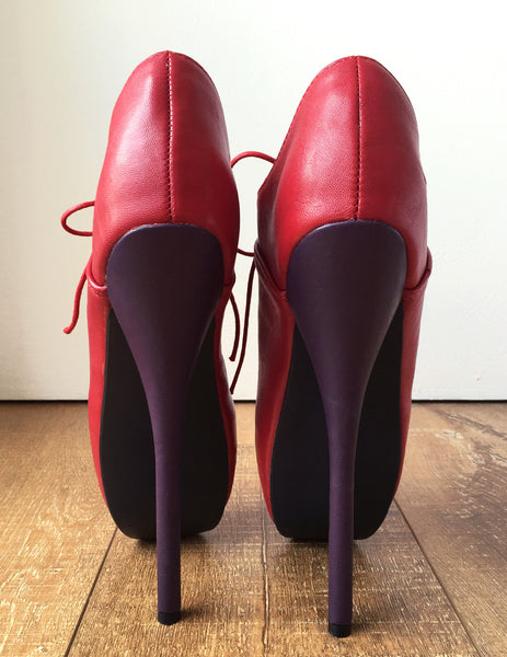 CHAPLIN A Ballet Stiletto Fetish BDSM Oxford Pointe 2 Tone Contrast Red Purple