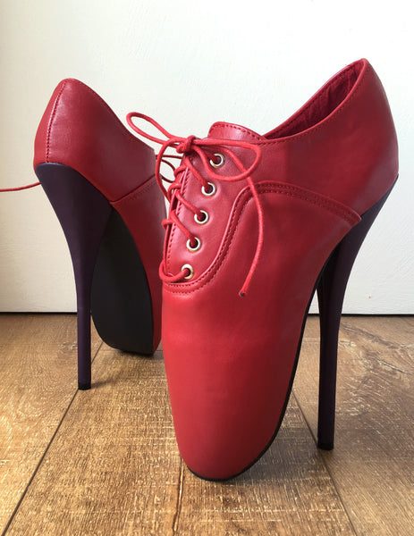 CHAPLIN A Ballet Stiletto Fetish BDSM Oxford Pointe 2 Tone Contrast Red Purple