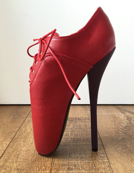 CHAPLIN A Ballet Stiletto Fetish BDSM Oxford Pointe 2 Tone Contrast Red Purple