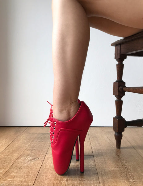 CHAPLIN Ballet Stiletto Fetish Oxford Pointe Booties Red Matte