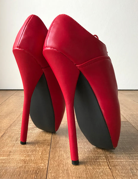 CHAPLIN Ballet Stiletto Fetish Oxford Pointe Booties Red Matte