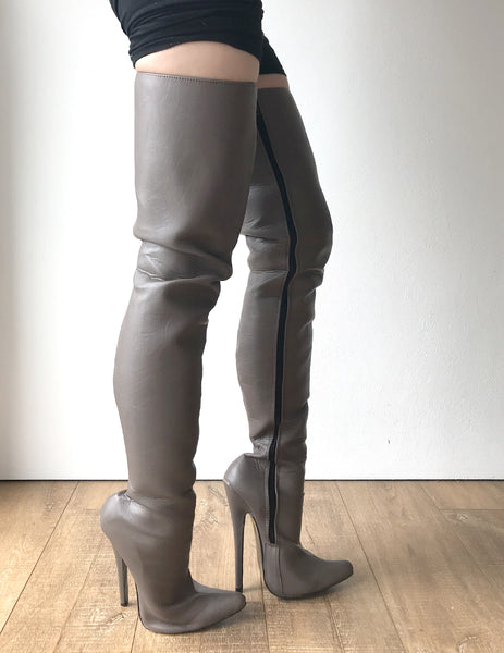 RTBU CHRIS 18cm Stiletto 65cm Hard Shaft Customized Mid-Thigh Boot Gray