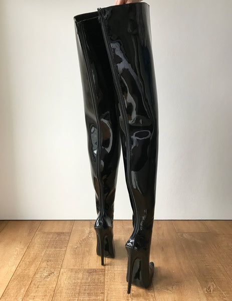 RTBU CHRIS Hard Shaft Customized Crotch boots 18cm Stiletto Boot Black Patent