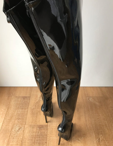 RTBU CHRIS Hard Shaft Customized Crotch boots 18cm Stiletto Boot Black Patent