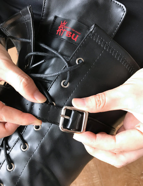 CHUK 12cm Spool Heel Platform Laceup Crotch Goth Punk Pinup Cosplay Fetish boots