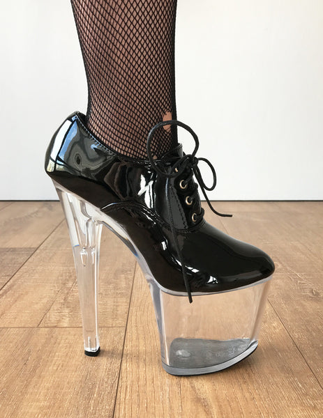 ICE 20cm Oxford Clear See Through Platform Heel Booties Fetish Drag Queen