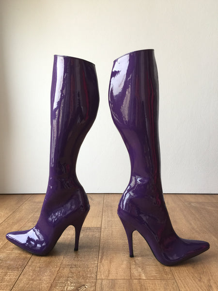 RTBU KIKA Hard Shaft Knee Boots 12cm Stiletto Vegan Personalized Shaft Purple