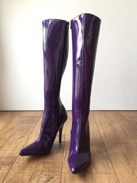 RTBU KIKA Hard Shaft Knee Boots 12cm Stiletto Vegan Personalized Shaft Purple