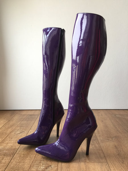 RTBU KIKA Hard Shaft Knee Boots 12cm Stiletto Vegan Personalized Shaft Purple