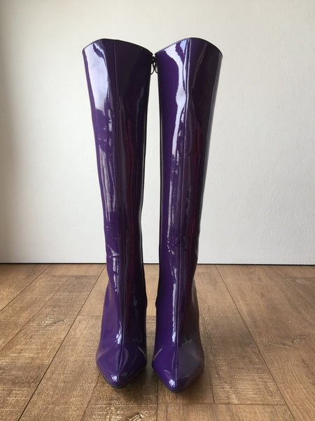 RTBU KIKA Hard Shaft Knee Boots 12cm Stiletto Vegan Personalized Shaft Purple