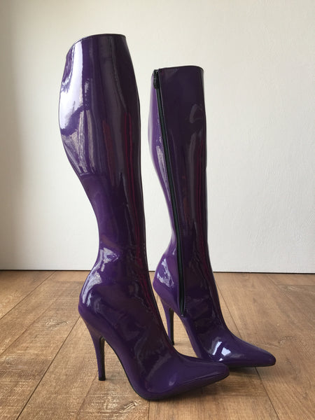 RTBU KIKA Hard Shaft Knee Boots 12cm Stiletto Vegan Personalized Shaft Purple