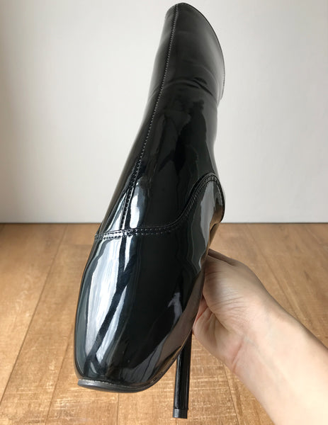 RTBU JEAN 18cm Fetish Goth Punk Slave Punk Ballet Boots Patent Black