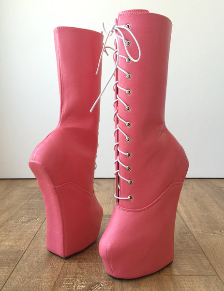 MYLI Heavy Hoof Sole Heelless Mid-Calf Boots Custom Made to Order Eraser Pink