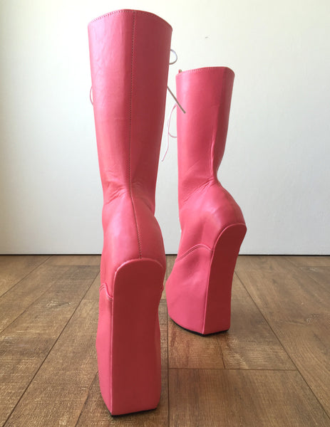 MYLI Heavy Hoof Sole Heelless Mid-Calf Boots Custom Made to Order Eraser Pink