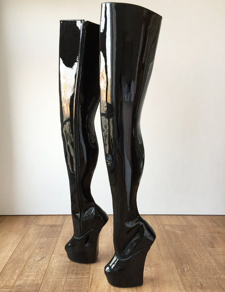 RTBU PHANTOM Hard Shaft Hoof Crotch High Wedge Platform Fetish Heelless Boots