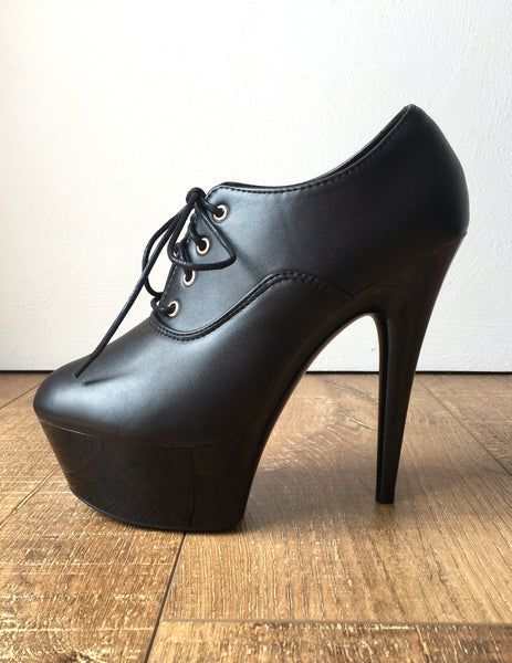 15cm Ankle Platform Ankle Black Oxford Bootie Extreme Hi Heel Goth Runway Custom Color
